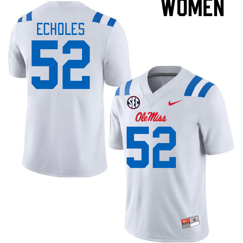 Women #52 William Echoles Ole Miss Rebels 2024 New Uniforms College Football Jerseys Stitched-White